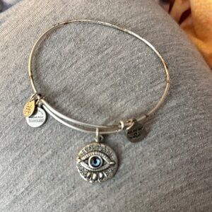 Silver Evil Eye Bangle Bracelet